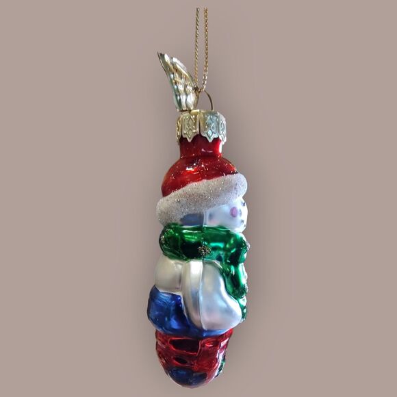 Santa Snowman Christmas Stocking Hand Blown Glass Ornament Thomas Pacconi 2002 - Picture 7 of 10